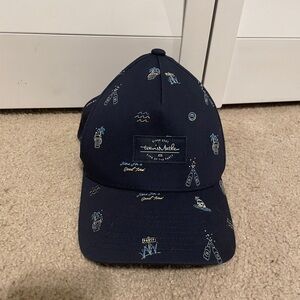 Travis Mathew Navy Blue Palm & Bottle Embroidered Baseball Cap